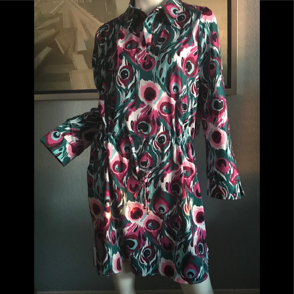 NWT Tracy Negoshian, Watercolor Peacock Dress (L)
